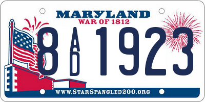 MD license plate 8AD1923