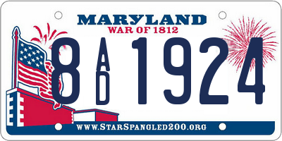 MD license plate 8AD1924