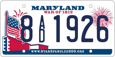MD license plate 8AD1926