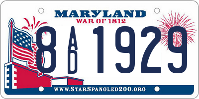 MD license plate 8AD1929