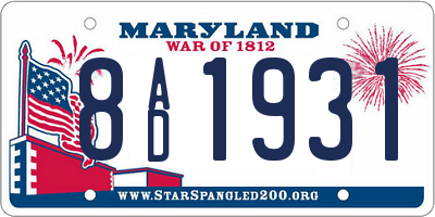 MD license plate 8AD1931