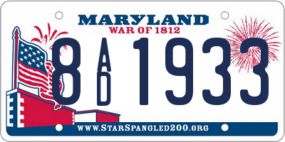 MD license plate 8AD1933