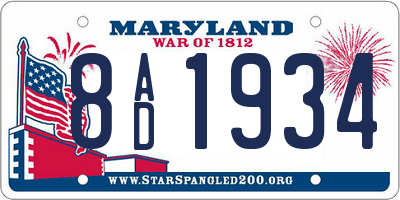 MD license plate 8AD1934