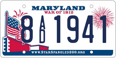 MD license plate 8AD1941