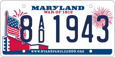 MD license plate 8AD1943