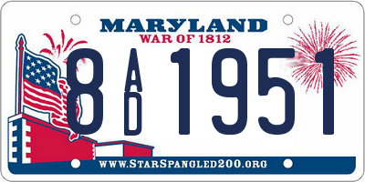 MD license plate 8AD1951