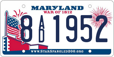 MD license plate 8AD1952