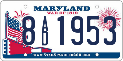 MD license plate 8AD1953