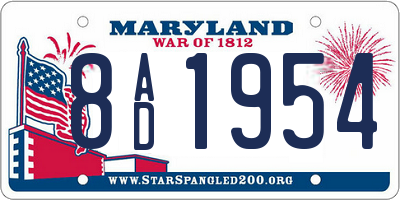 MD license plate 8AD1954