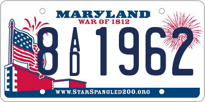 MD license plate 8AD1962