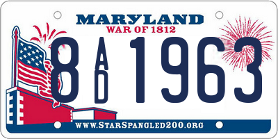 MD license plate 8AD1963