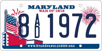 MD license plate 8AD1972
