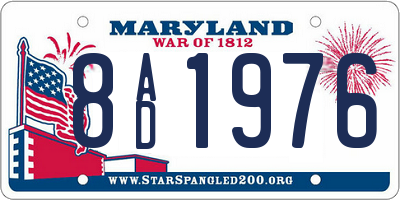 MD license plate 8AD1976