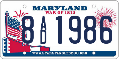 MD license plate 8AD1986