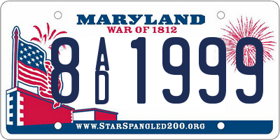 MD license plate 8AD1999
