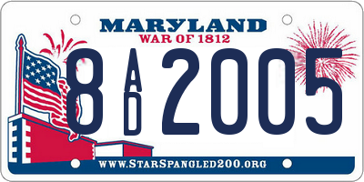 MD license plate 8AD2005
