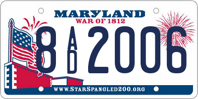 MD license plate 8AD2006