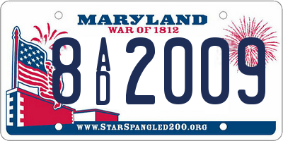 MD license plate 8AD2009