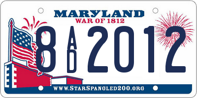 MD license plate 8AD2012