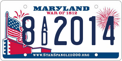 MD license plate 8AD2014