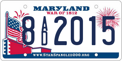 MD license plate 8AD2015