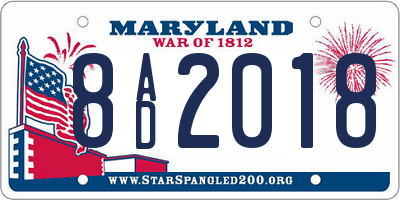 MD license plate 8AD2018