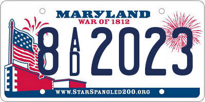 MD license plate 8AD2023
