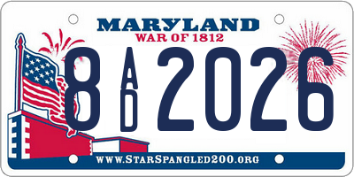 MD license plate 8AD2026