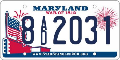 MD license plate 8AD2031