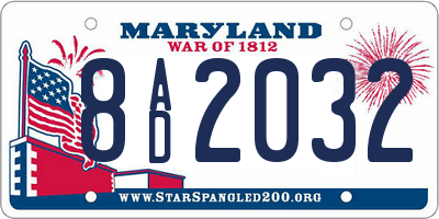 MD license plate 8AD2032