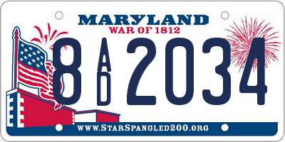 MD license plate 8AD2034