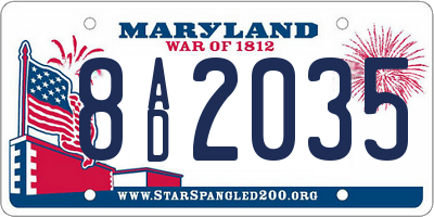 MD license plate 8AD2035