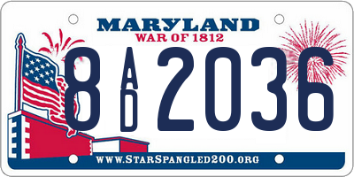 MD license plate 8AD2036