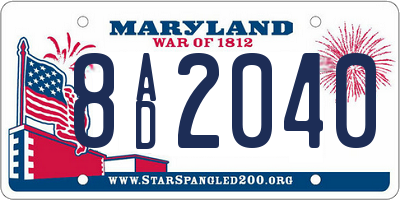 MD license plate 8AD2040