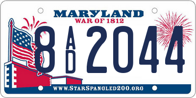 MD license plate 8AD2044