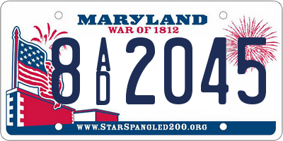 MD license plate 8AD2045