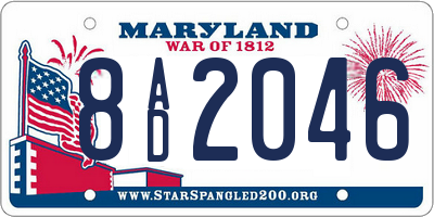 MD license plate 8AD2046
