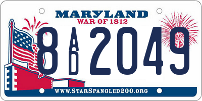 MD license plate 8AD2049