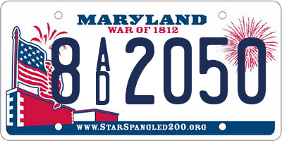 MD license plate 8AD2050
