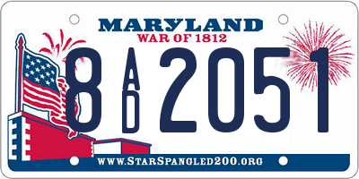 MD license plate 8AD2051