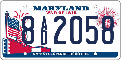 MD license plate 8AD2058