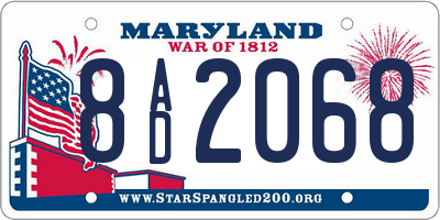 MD license plate 8AD2068