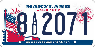 MD license plate 8AD2071