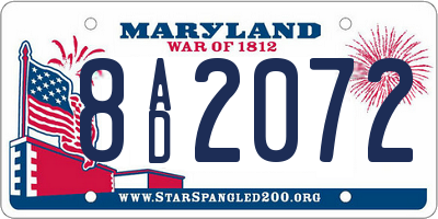 MD license plate 8AD2072