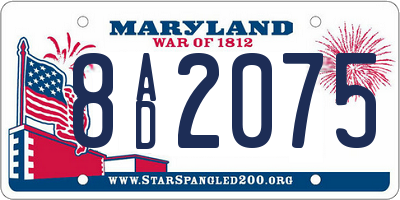 MD license plate 8AD2075