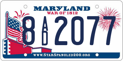 MD license plate 8AD2077