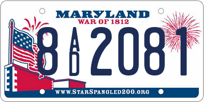 MD license plate 8AD2081