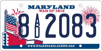 MD license plate 8AD2083