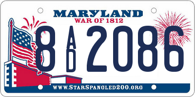 MD license plate 8AD2086