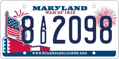 MD license plate 8AD2098